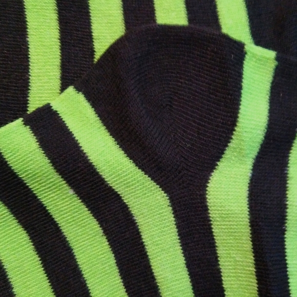 Over the Knee Striped Socks Lime Green Black OTK Thigh High Boot Liner Costume - Picture 2 of 8